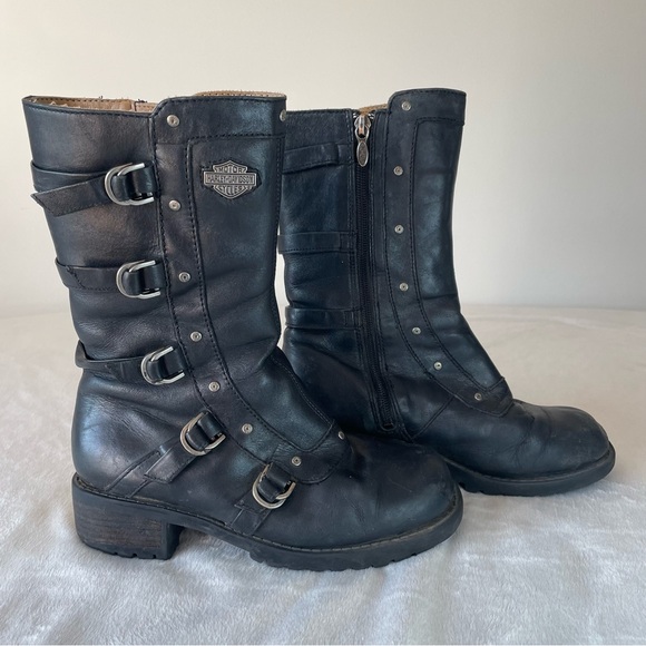 Harley Davidson Leather Motorcycle Boots - Picture 2 of 11